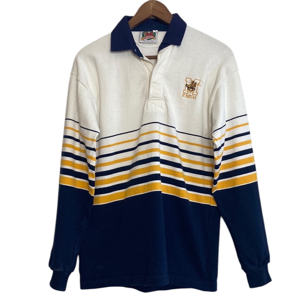 Barbarian Rugby Shirt Mens Small Blue White Stripe St Mary Catholic School